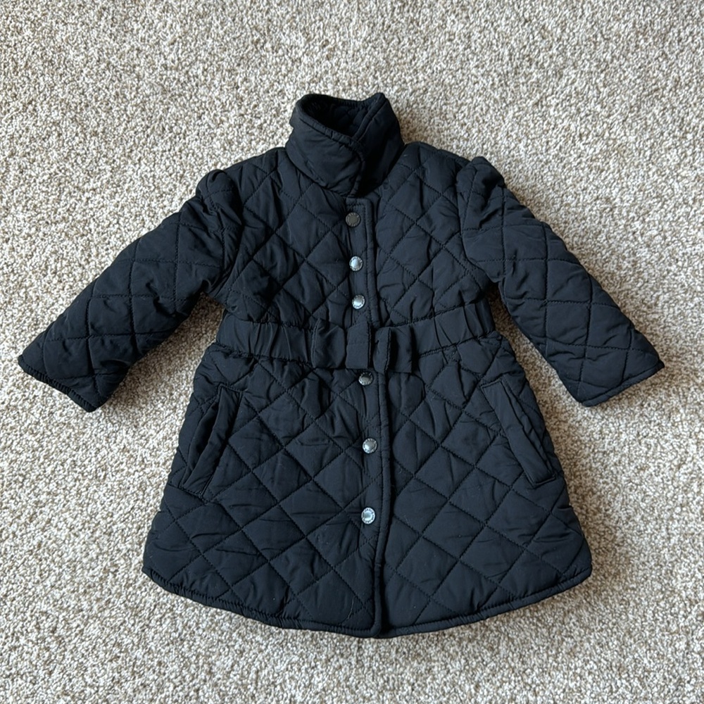 Janie and Jack Black Quilted Puffer Coat